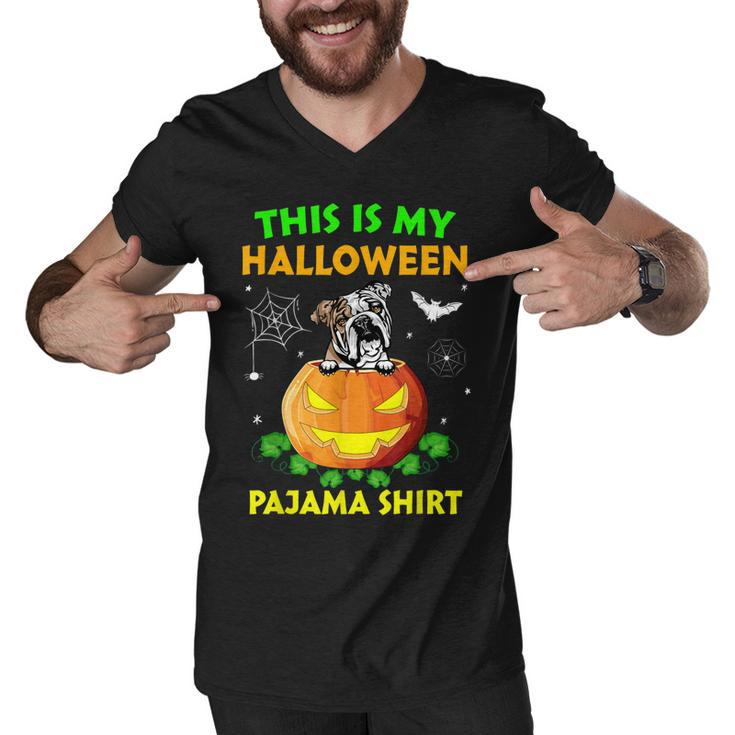 This Is My Halloween Costume Pajama English Bulldog Lover  Men V-Neck Tshirt