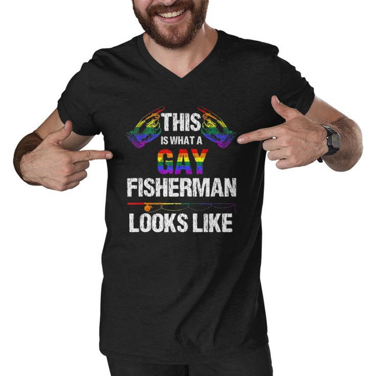 This Is What A Gay Fisherman Looks Like Lgbt Pride  Men V-Neck Tshirt