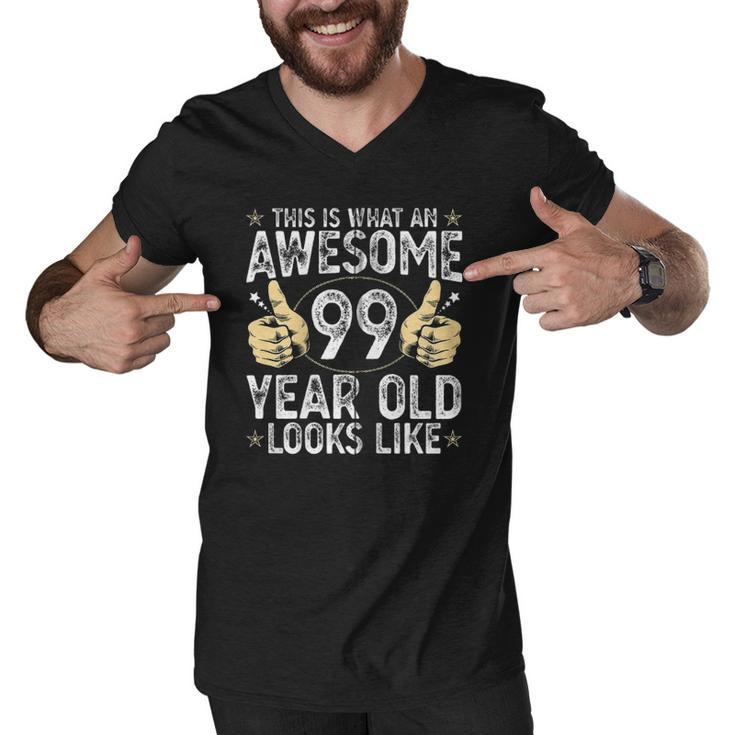 This Is What An Awesome 99 Years Old Looks Like 99Th Birthday Zip Men V-Neck Tshirt