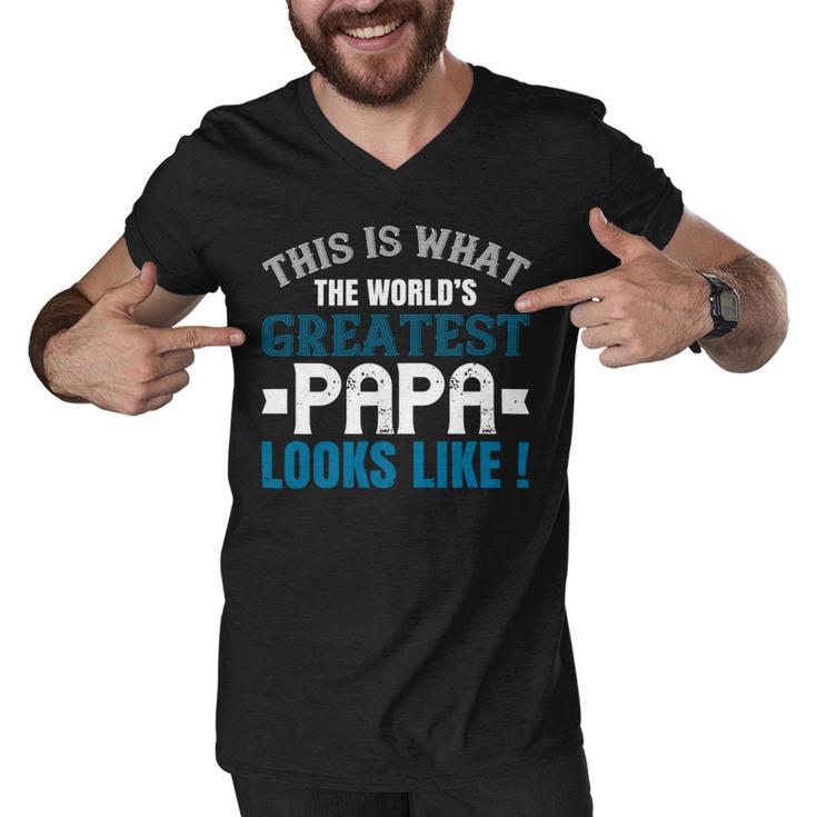 This Is What The Worlds Gratest Papa Papa T-Shirt Fathers Day Gift Men V-Neck Tshirt