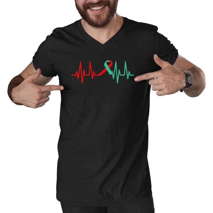 Transplant Recipient Heartbeat - Saved By An Organ Donor  Men V-Neck Tshirt