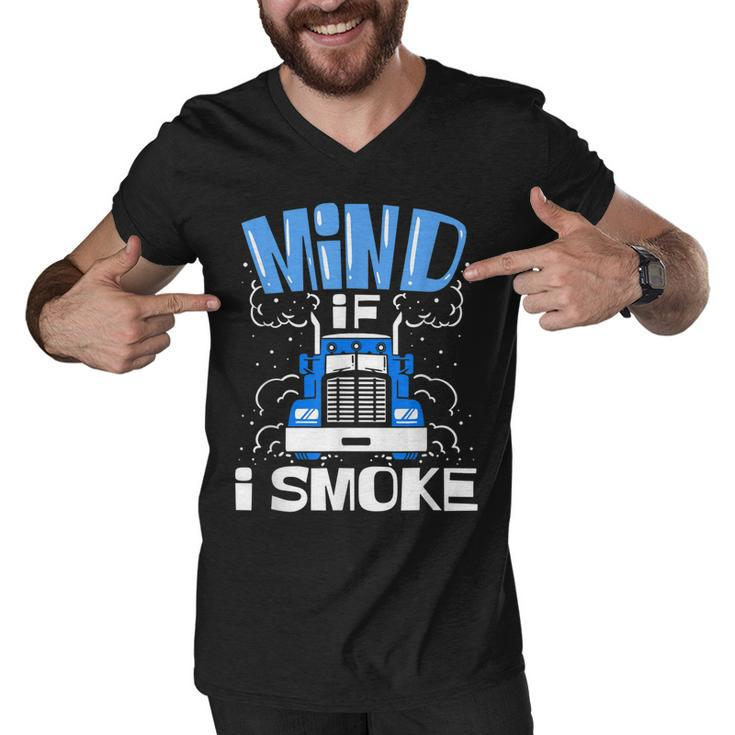 Truck Driver Mind If I Smoke Trucker  Men V-Neck Tshirt