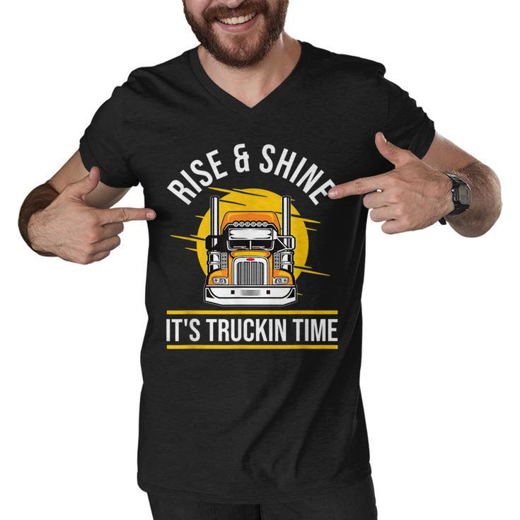Trucker - 18 Wheeler Freighter Truck Driver  Men V-Neck Tshirt