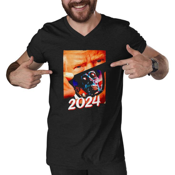 Trump 2024 They Live Donald Trump Supporter Men V-Neck Tshirt