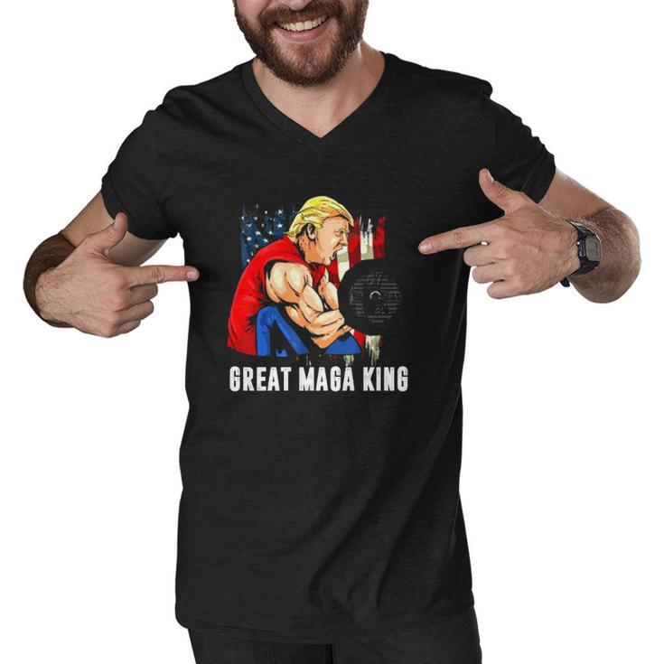 Trump Muscle Old The Great Maga King Ultra Maga Patriotic Flag Us Men V-Neck Tshirt