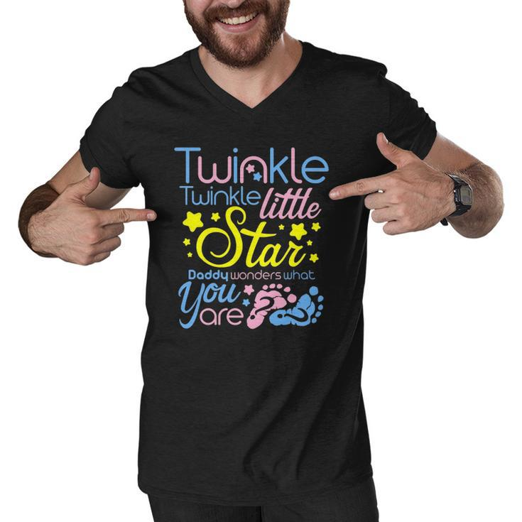 Twinkle Little Star Daddy Wonders What You Are Gender Reveal Men V-Neck Tshirt