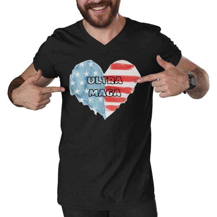 Ultra Maga  And Proud Of It  American Flag  Vote Red  Men V-Neck Tshirt