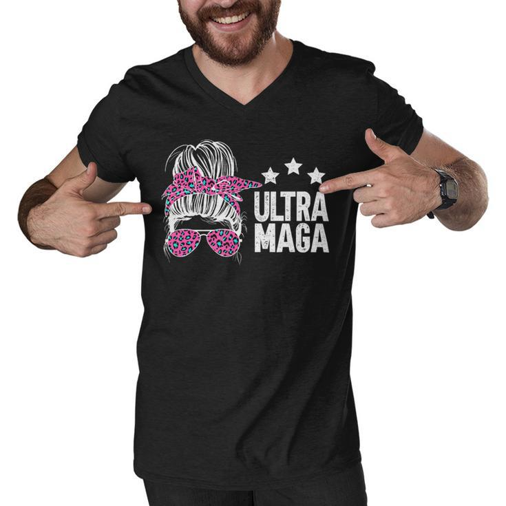 Ultra Maga Messy Bun Men V-Neck Tshirt