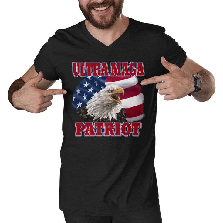 Ultra Maga Patriot American Eagle Us Flag Men V-Neck Tshirt