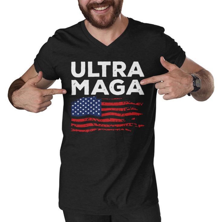 Ultra Maga Proud American Distressed Flag Patriotic Men V-Neck Tshirt