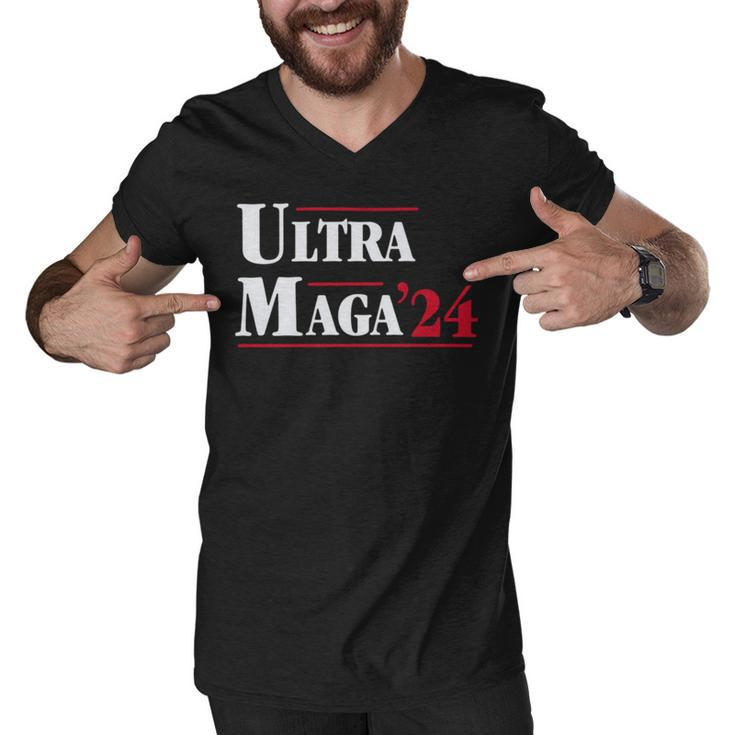 Ultra Maga Retro Style Red And White Text Men V-Neck Tshirt