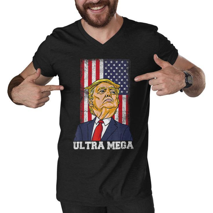 Ultra Maga Shirt Funny Anti Biden Us Flag Men V-Neck Tshirt