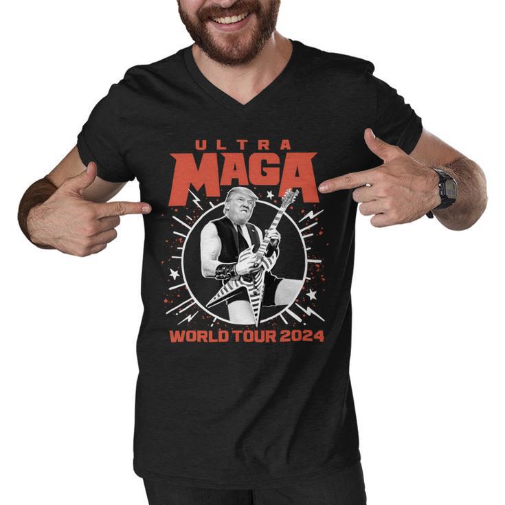 Ultra Maga Trump 2024 Tshirt Heavy Metal World Tour Men V-Neck Tshirt