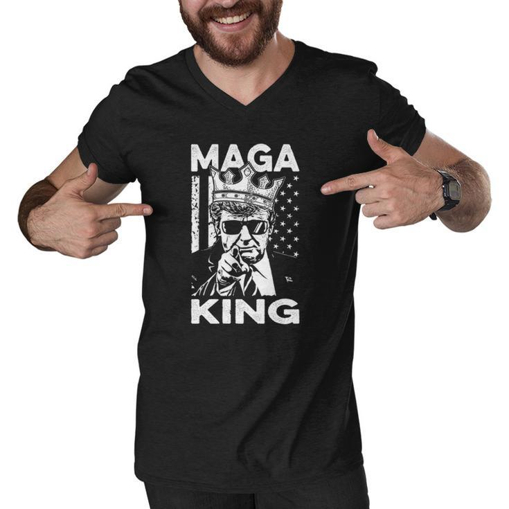 Ultra Maga Us Flag Donald Trump The Great Maga King  Men V-Neck Tshirt