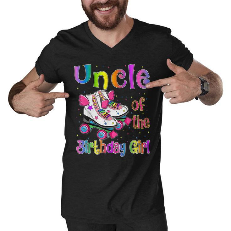 Uncle Birthday Girl Rolling Skate Birthday Family Party  Men V-Neck Tshirt