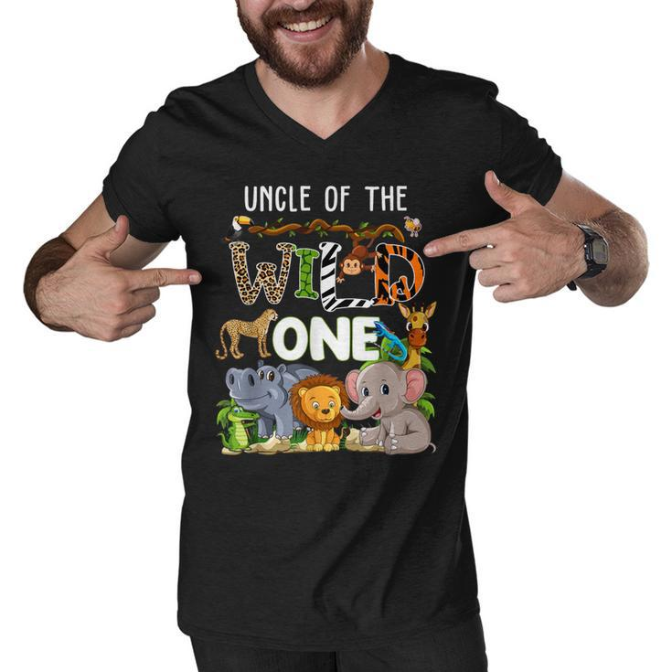 Uncle Of The Wild One Zoo Theme Birthday Safari Jungle  Men V-Neck Tshirt