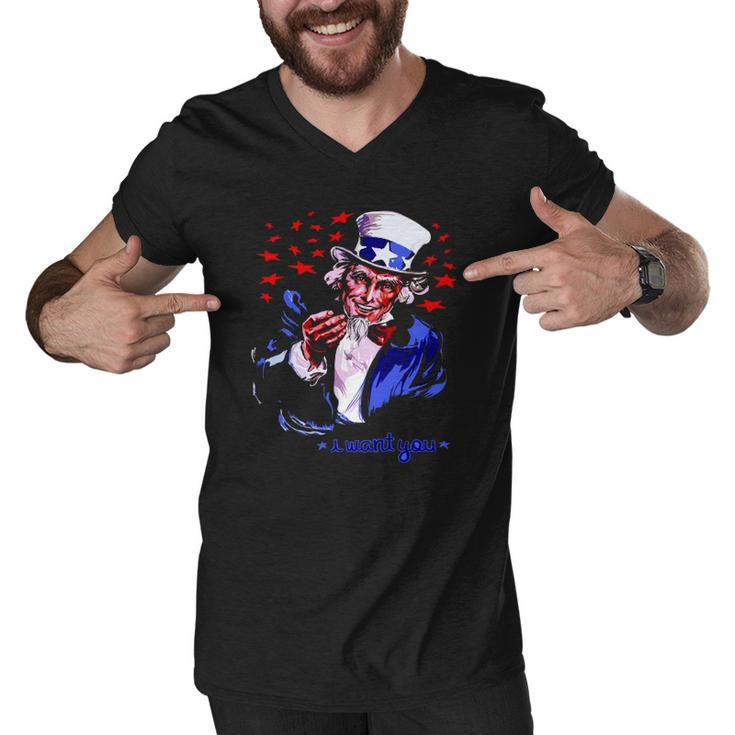 Uncle Sam I Want You 4Th Of July Men V-Neck Tshirt