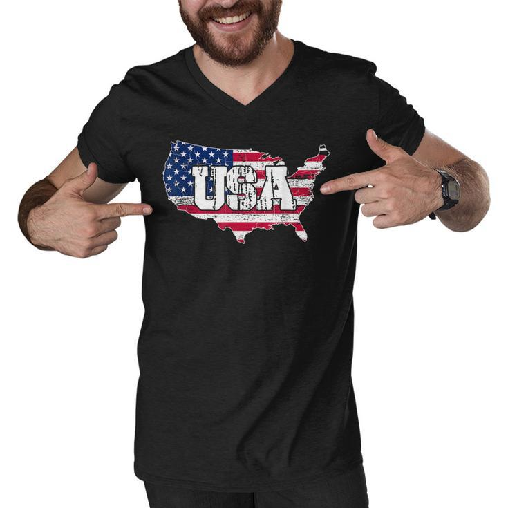 Usa  American Flag United States Of America 4Th Of July  Men V-Neck Tshirt