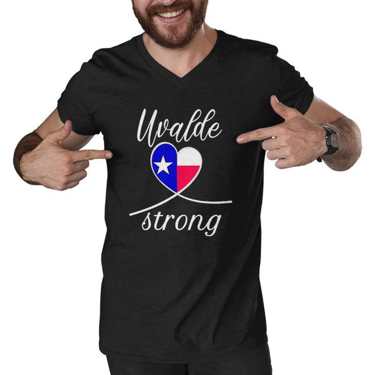 Uvalde Strong Tee End Gun Violence Texan Flag Heart Men V-Neck Tshirt