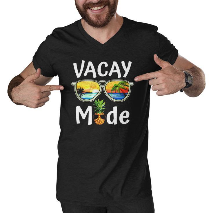 Vacay Mode Family Vacation Summer Sunglasses Beach Pineapple Men V-Neck Tshirt
