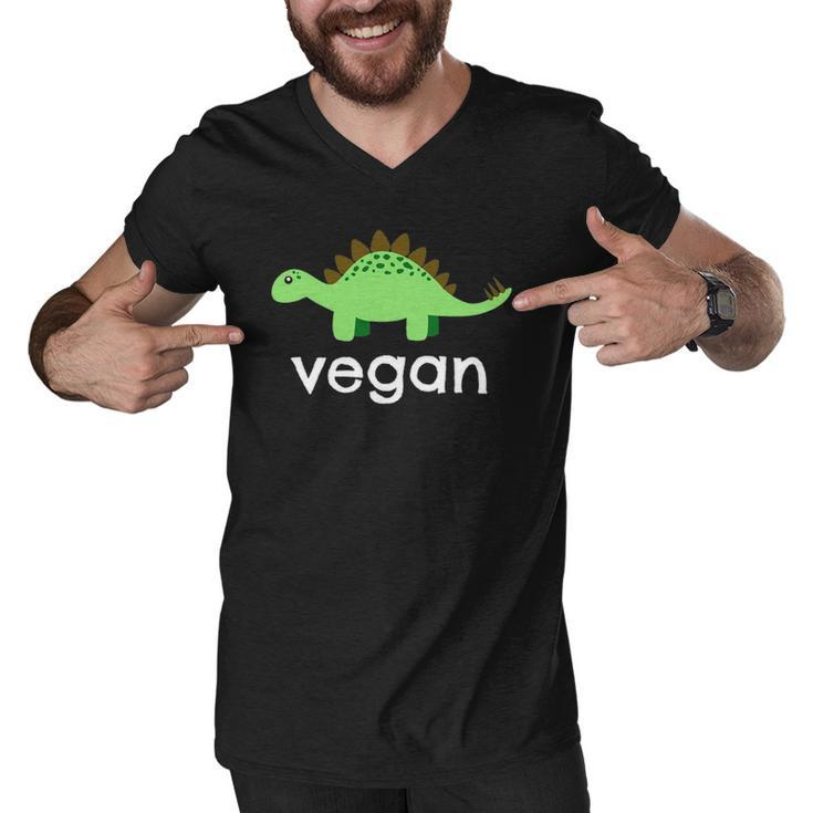 Vegan Dinosaur Green Save Wildlife Men V-Neck Tshirt