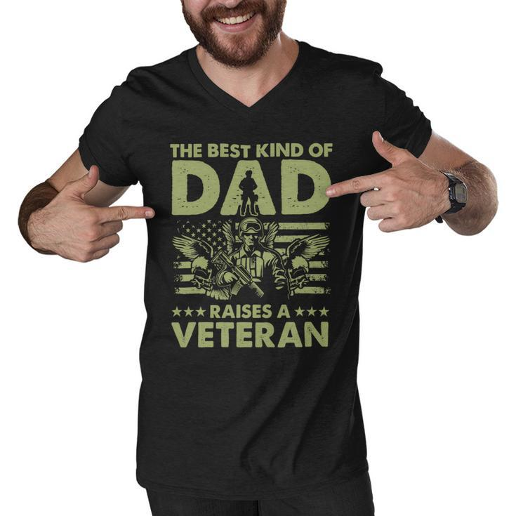 Veteran Best Kind Of Dad Raises A Veteran 91 Navy Soldier Army Military Men V-Neck Tshirt