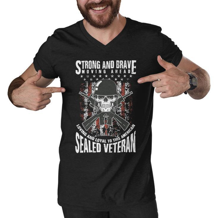 Veteran Strong And Brave American Veteran 224 Navy Soldier Army Military Men V-Neck Tshirt