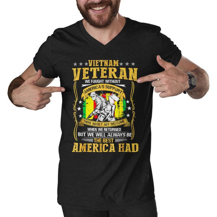 Veteran Veterans Day Vietnam Veteran We Fought Without Americas Support 95 Navy Soldier Army Military Men V-Neck Tshirt