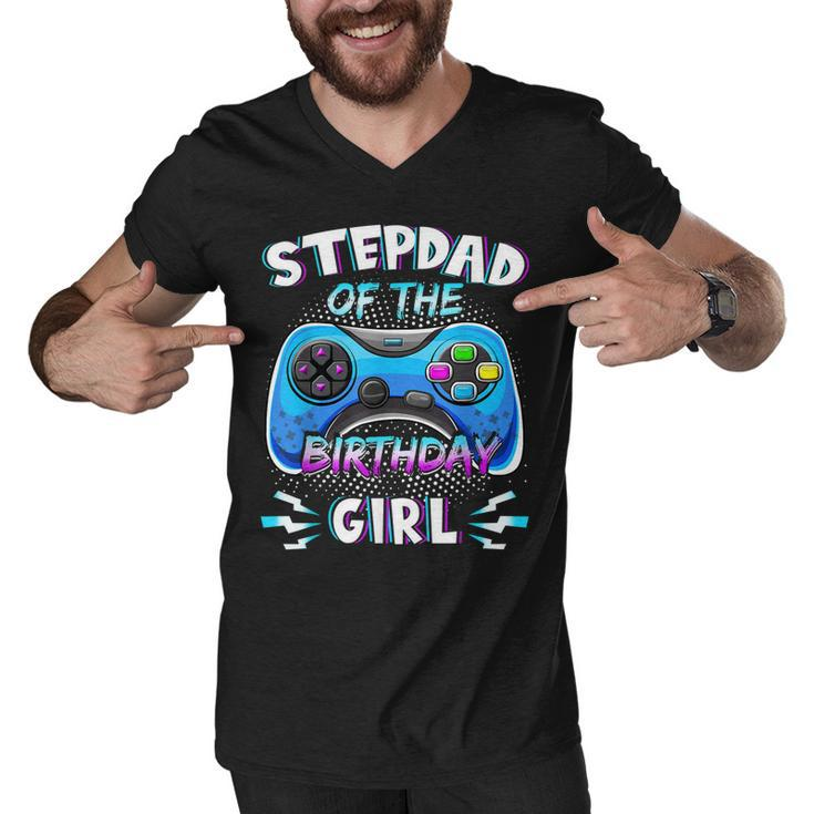 Video Game Birthday Party Stepdad Of The Bday Girl Matching  Men V-Neck Tshirt