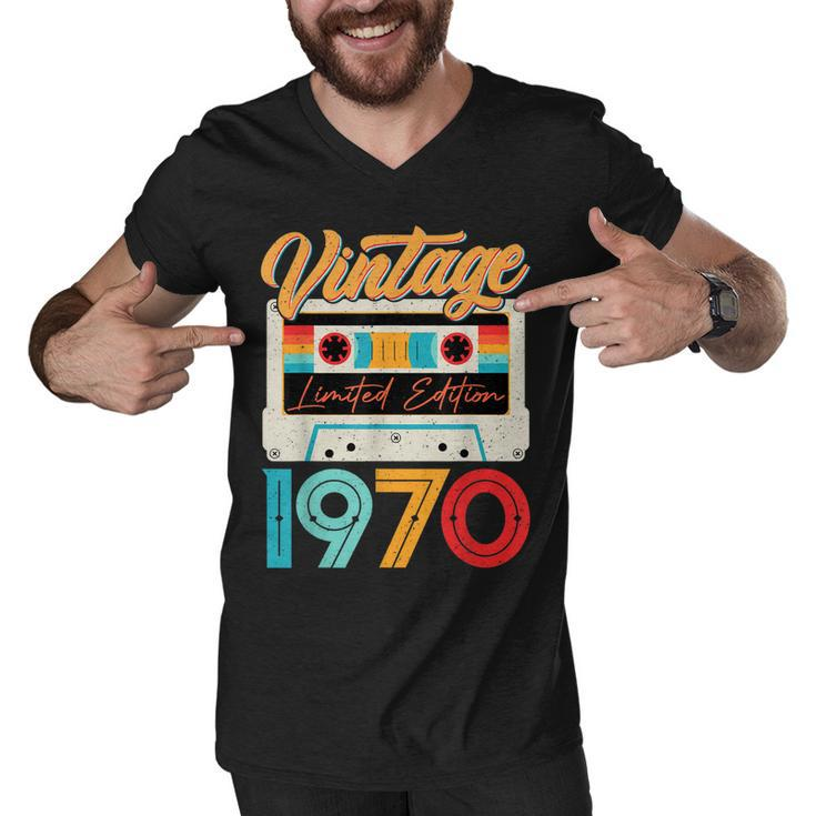 Vintage 1970 Awesome 52 Years Old Retro 52Nd Birthday Bday  Men V-Neck Tshirt