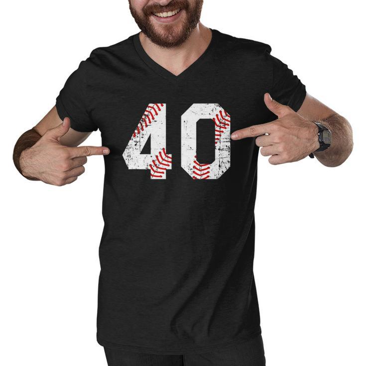 Vintage Baseball 40 Jersey Number Men V-Neck Tshirt