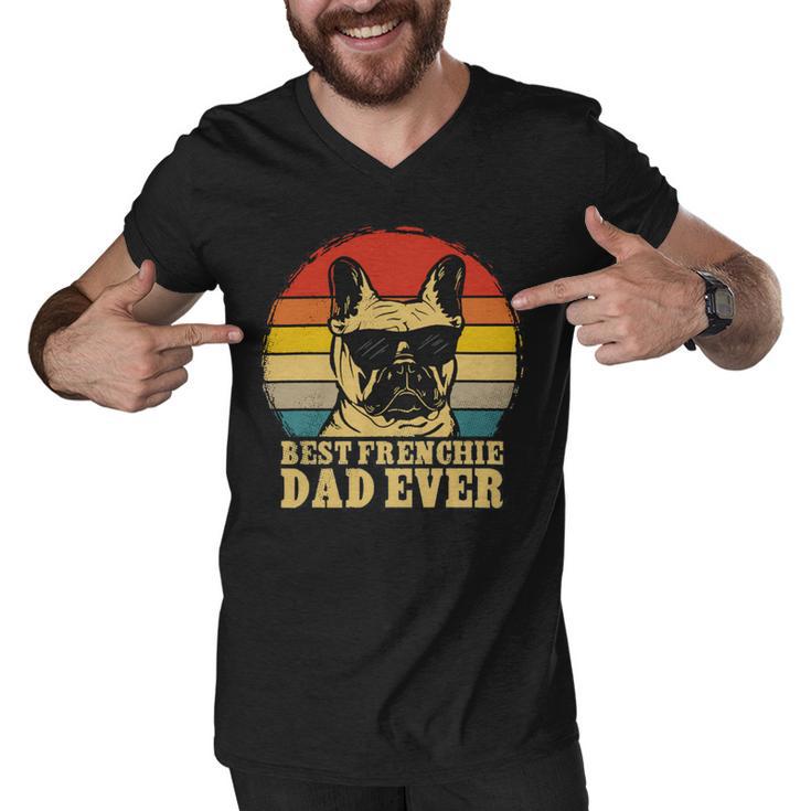 Vintage Best Frenchie Dad Ever Fathers Day 90 Shirt Men V-Neck Tshirt