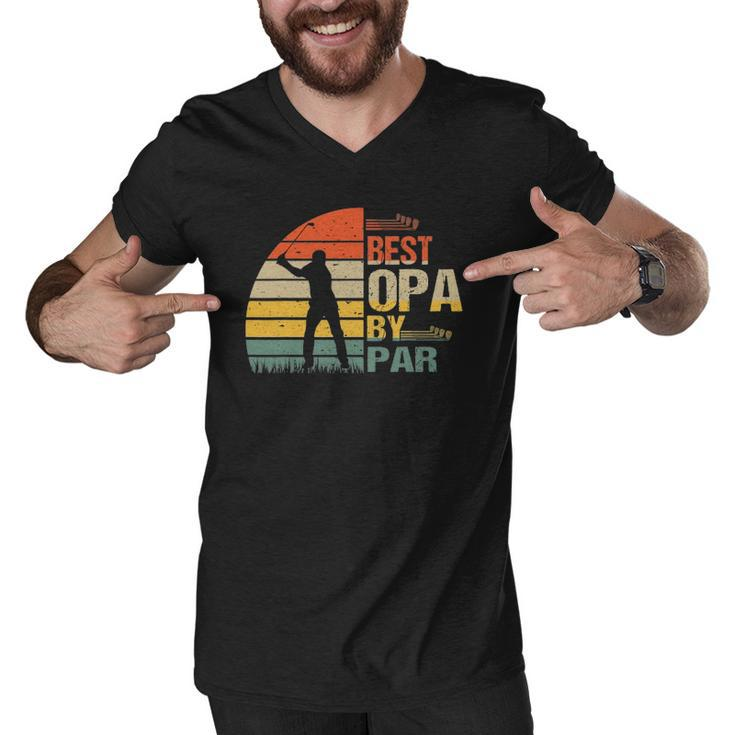 Vintage Best Opa By Par Golf Gift Men Fathers Day Men V-Neck Tshirt