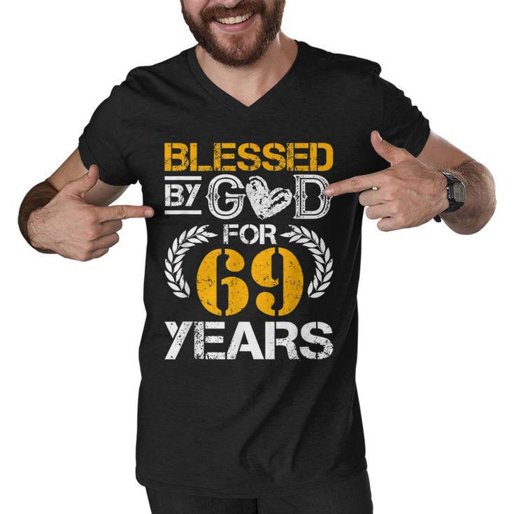 Vintage Blessed By God For 69 Years Happy 69Th Birthday  Men V-Neck Tshirt