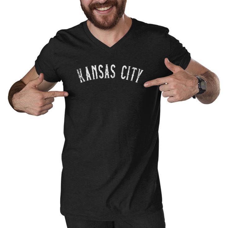 Vintage Kansas City Text Apparel Kc Men V-Neck Tshirt
