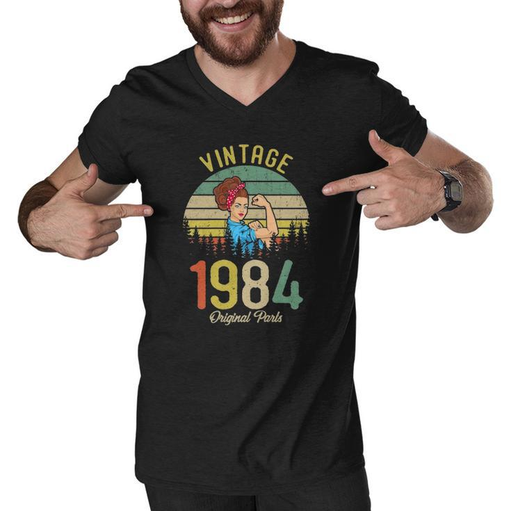 Vintage Made In 1984 38Th Birthday Gift Idea Original Parts Men V-Neck Tshirt
