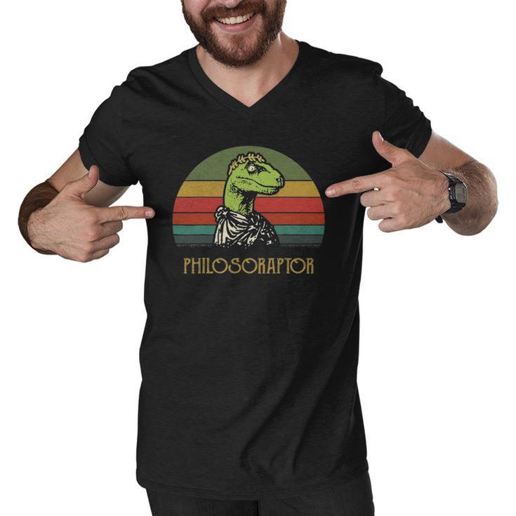 Vintage Philosoraptor Dinosaurs Lovers Gift Men V-Neck Tshirt