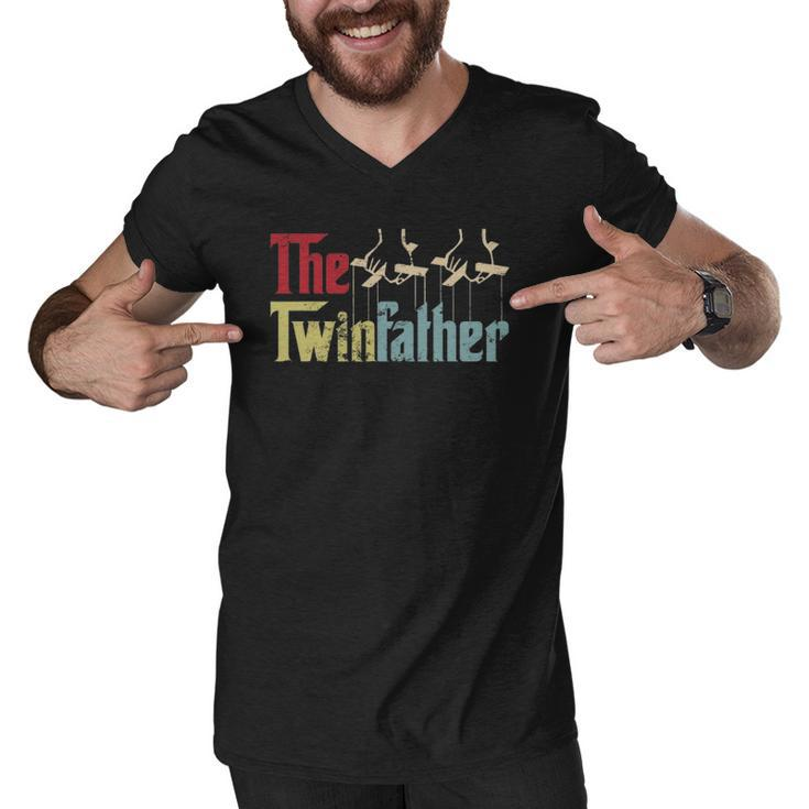 Vintage The Twinfather Happy Fathers Day Proud Dad Of Twins Men V-Neck Tshirt