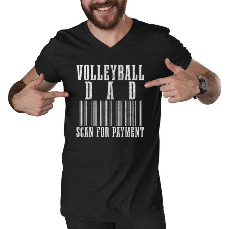 Volleyball Dad Scan For Payment Funny Barcode Fathers Day Men V-Neck Tshirt