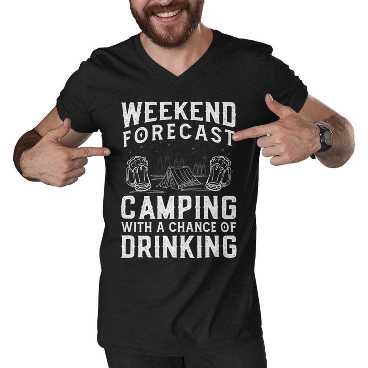 Weekend Forecast Camping With A Chance 22 Shirt Men V-Neck Tshirt