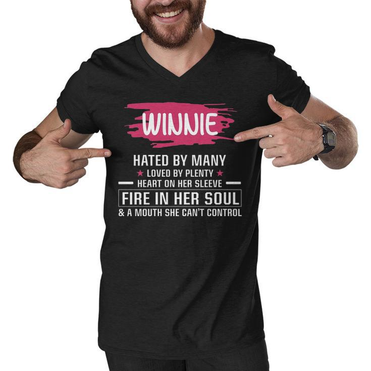 Winnie Name Gift   Winnie Hated By Many Loved By Plenty Heart On Her Sleeve Men V-Neck Tshirt