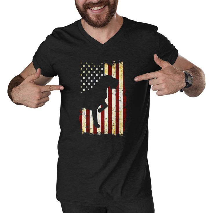 Wirehaired Pointing Griffon Silhouette American Flag Men V-Neck Tshirt