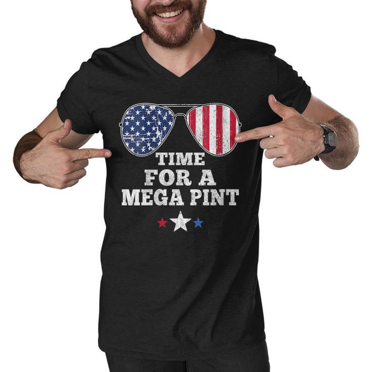 Womens Time For A Mega Pint Funny 4Th Of July Patriotic Sunglasses  Men V-Neck Tshirt