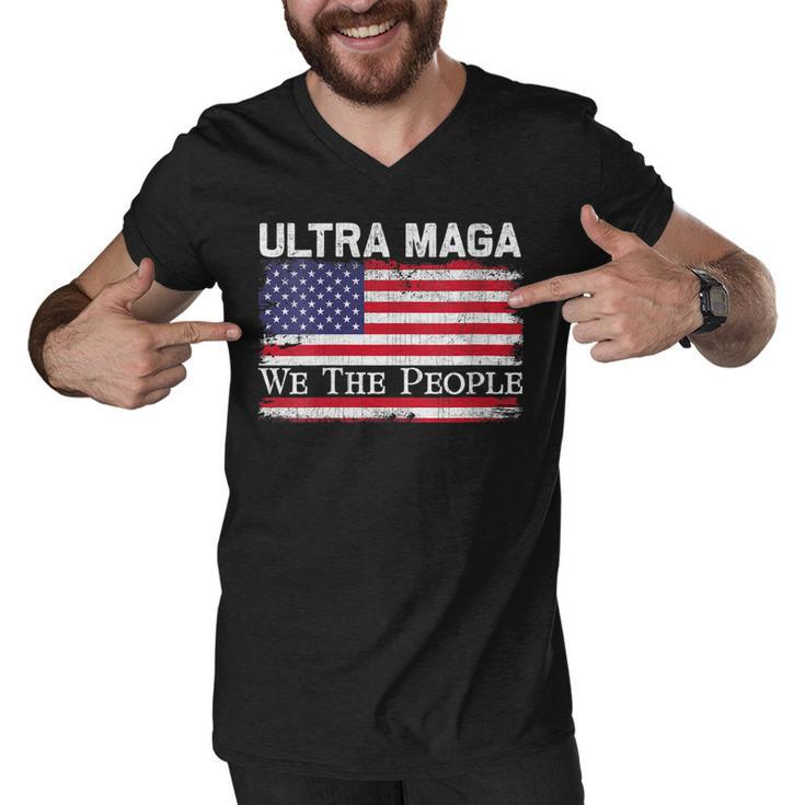 Womens We Are The People Men And Women Vintage Usa Flag Ultra Mega  Men V-Neck Tshirt