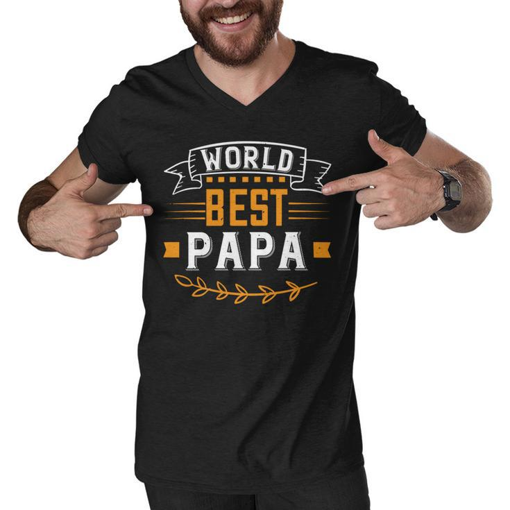 World Best Papa Papa T-Shirt Fathers Day Gift Men V-Neck Tshirt