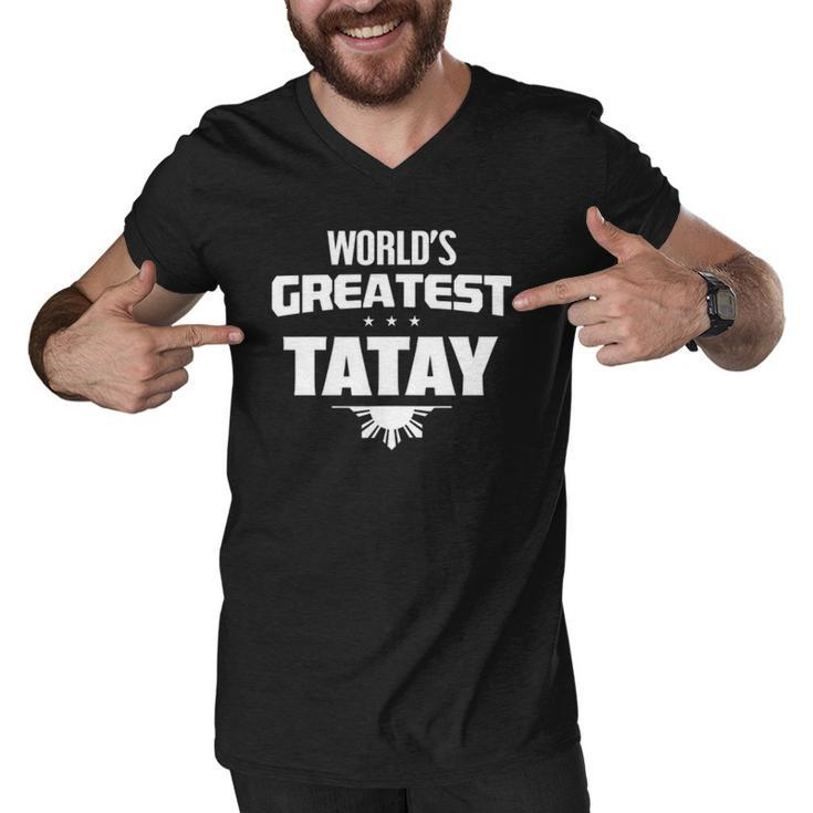 Worlds Greatest Tatay - Filipino Flag Men V-Neck Tshirt