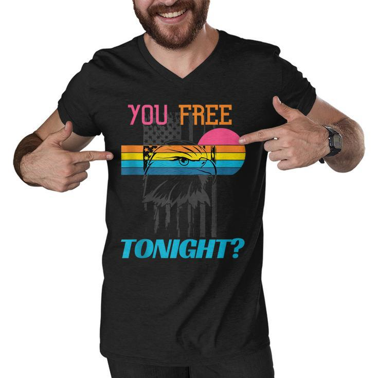You Free Tonight 4Th Of July Retro American Bald Eagle  Men V-Neck Tshirt