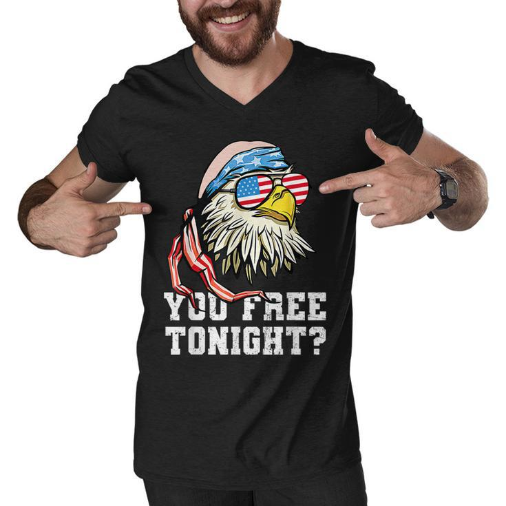 You Free Tonight Funny Bald Eagle American Flag 4Th Of July  Men V-Neck Tshirt