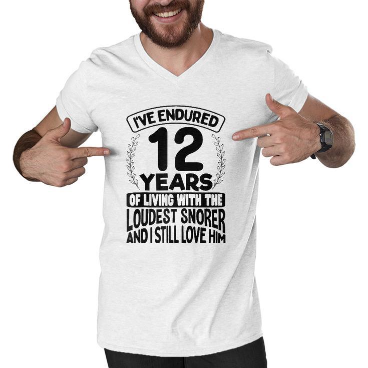 12Th Wedding Anniversary Gifts For Her 12 Years Of Marriage Raglan Baseball Tee Men V-Neck Tshirt