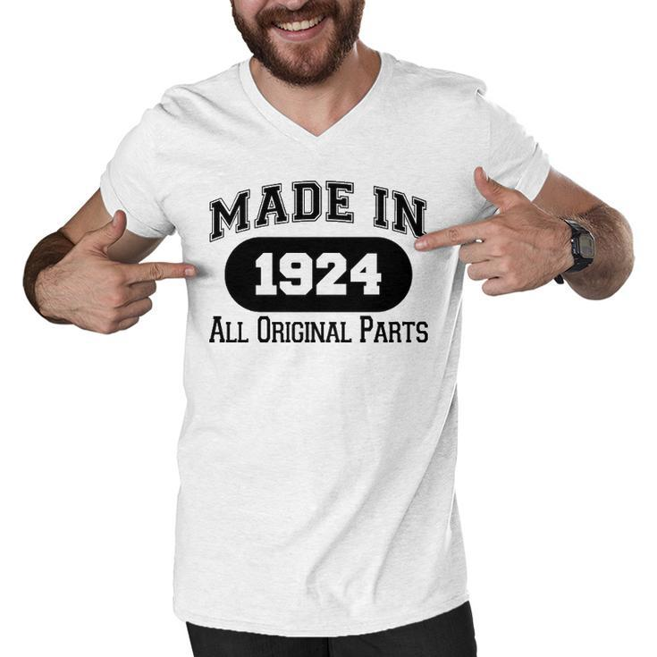 1924 Birthday   Made In 1924 All Original Parts Men V-Neck Tshirt